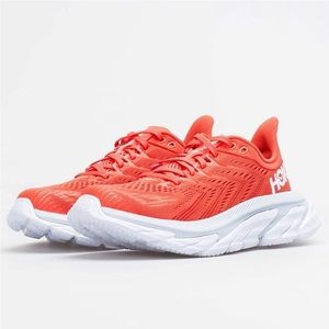EUC Hoka One One Clifton Edge in Hot Coral, women’s size 8.5